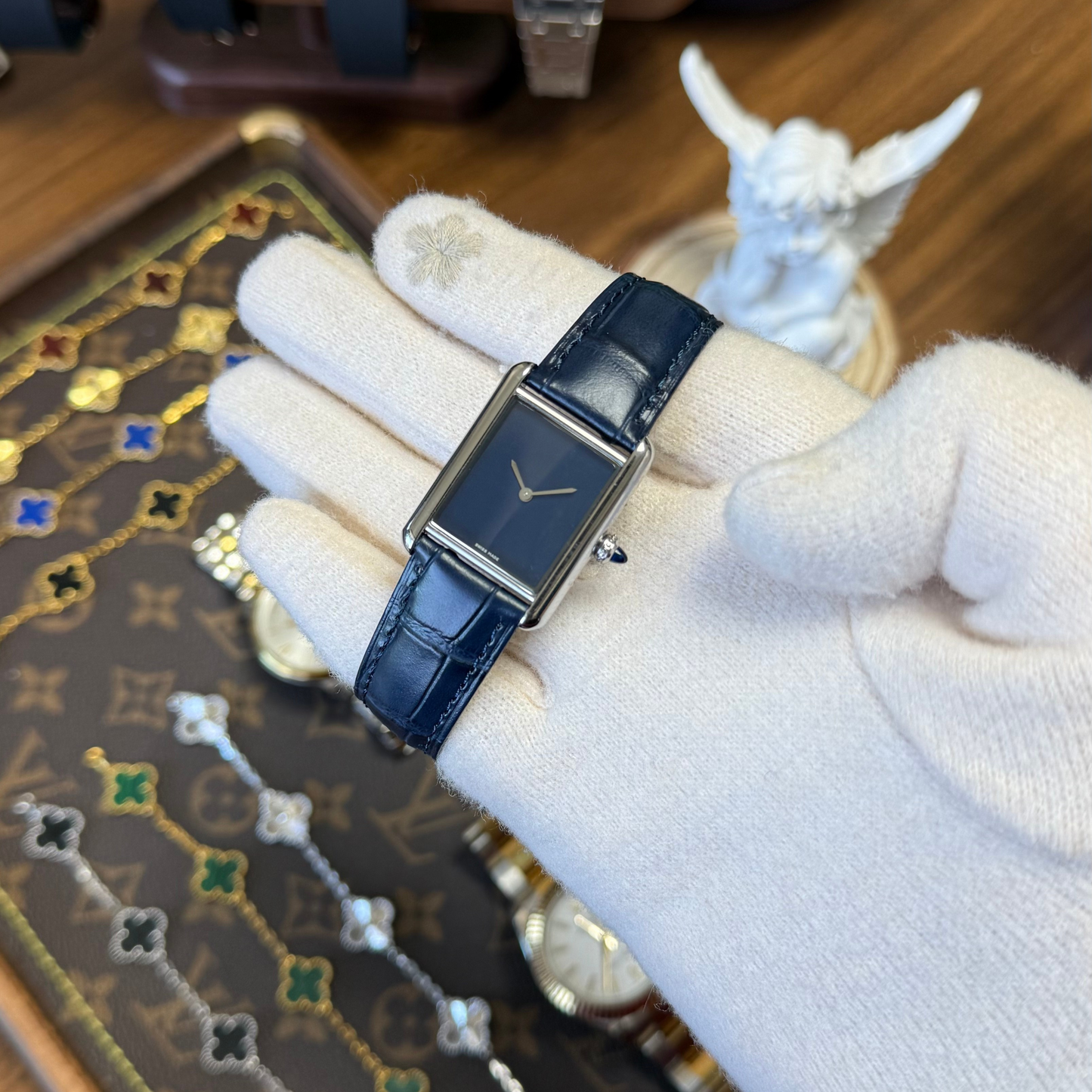 Tank Steel – Blue Minimal Dial Leather Strap