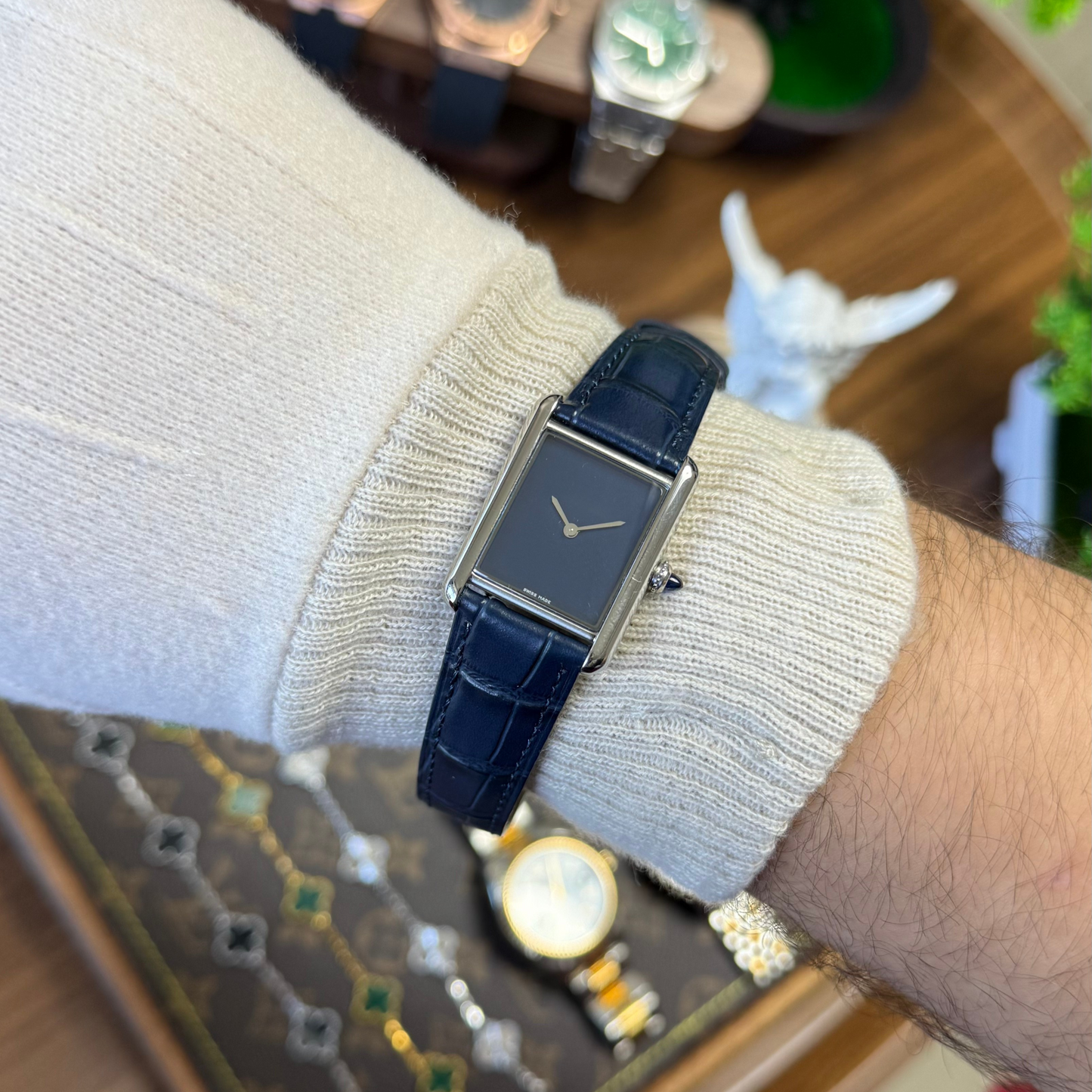 Tank Steel – Blue Minimal Dial Leather Strap