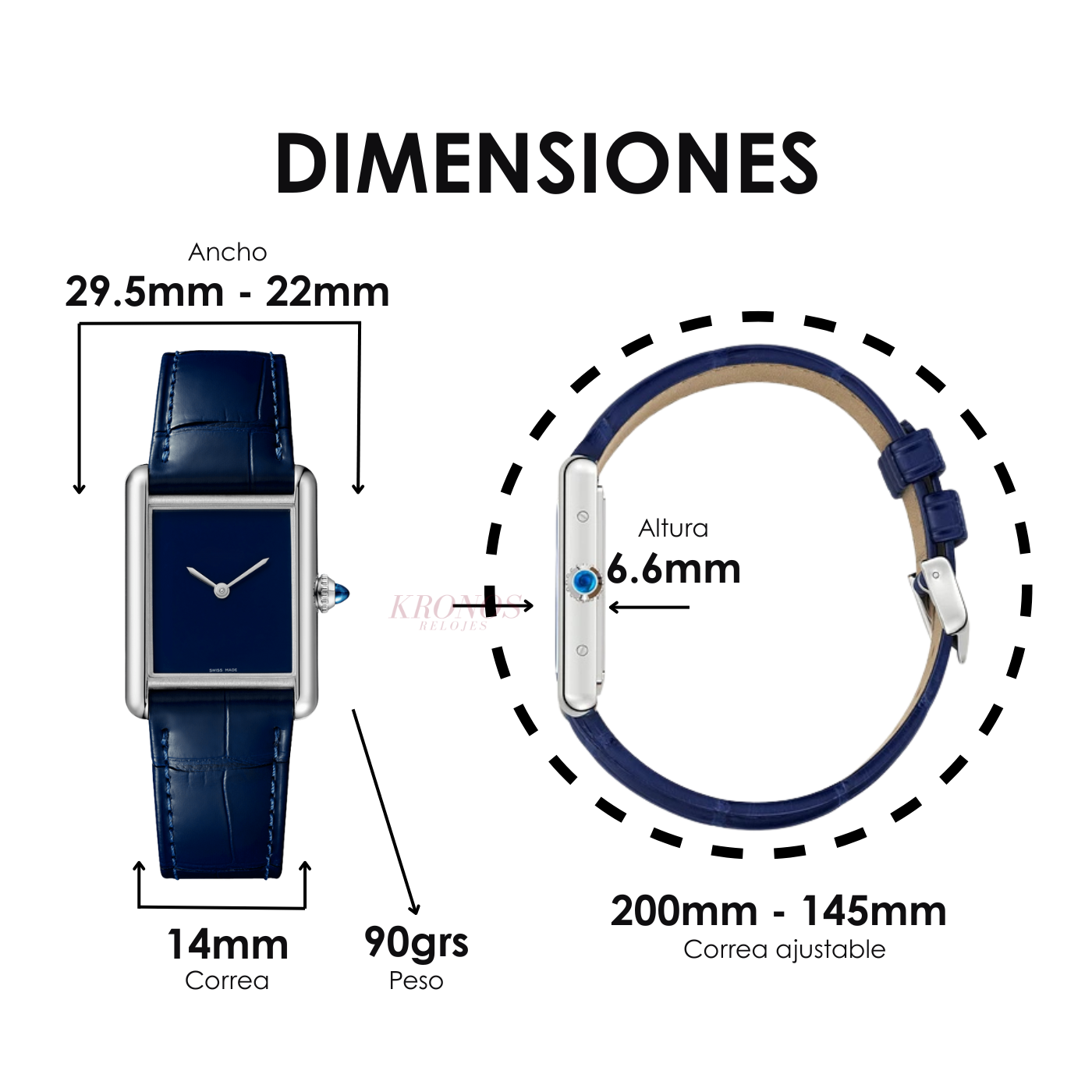 Tank Steel – Blue Minimal Dial Leather Strap