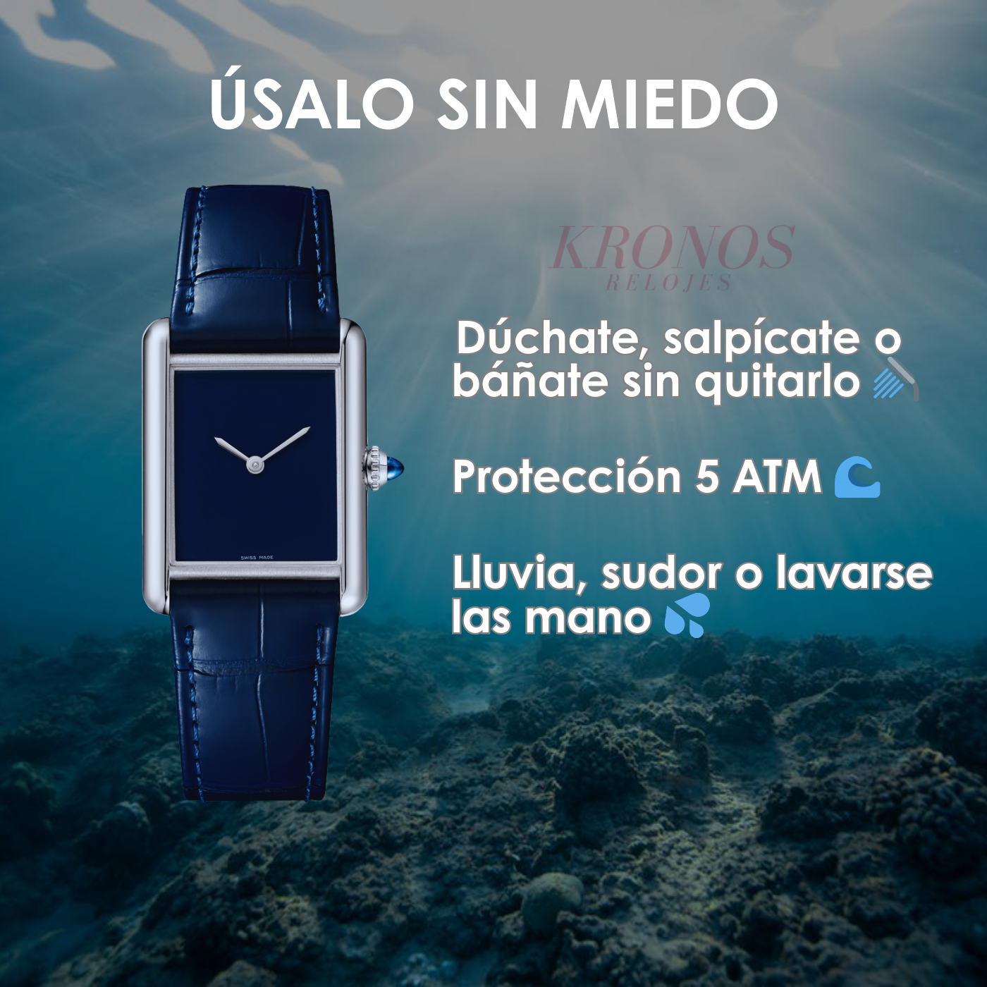 Tank Steel – Blue Minimal Dial Leather Strap