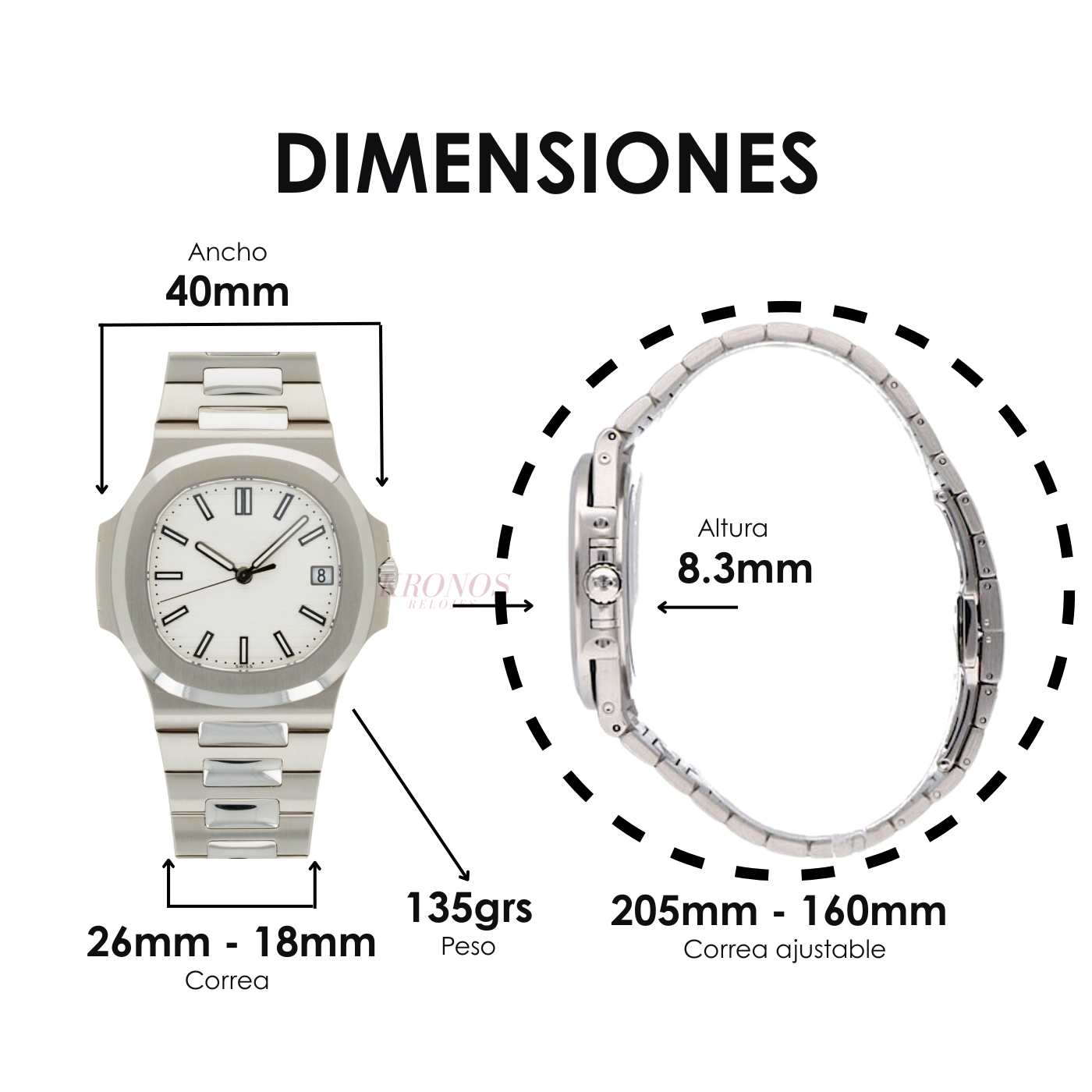 Nautilus Steel – White Dial