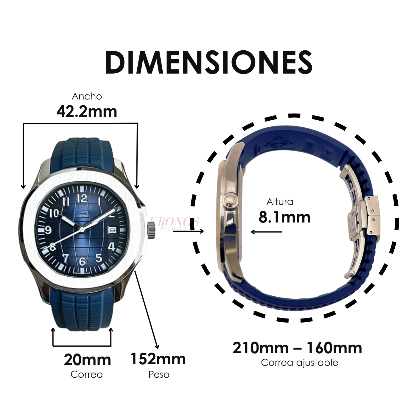Aquanaut Steel – Blue Dial Rubber Strap