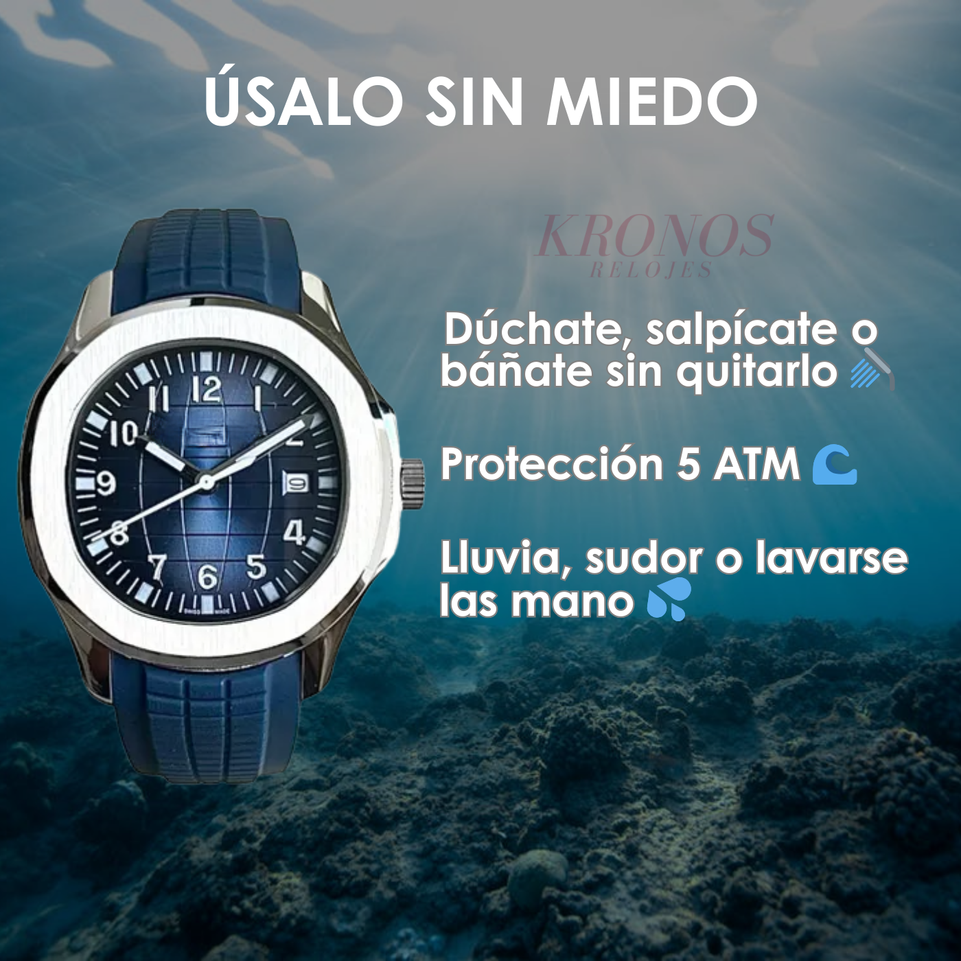 Aquanaut Steel – Blue Dial Rubber Strap