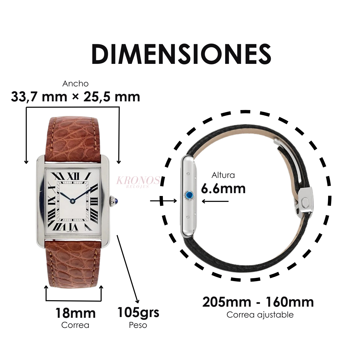 Tank Steel – White Dial Vine Leather Strap