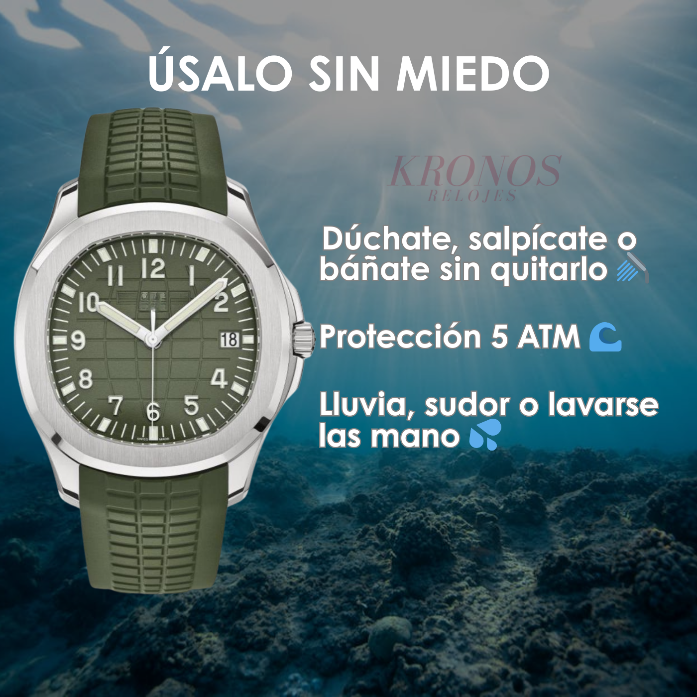 Aquanaut Steel – Green Dial Rubber Strap