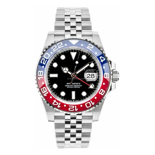 GMT-Master II "Pepsi" Oystersteel -  Black Dial Blue & Red Bezel Jubilee