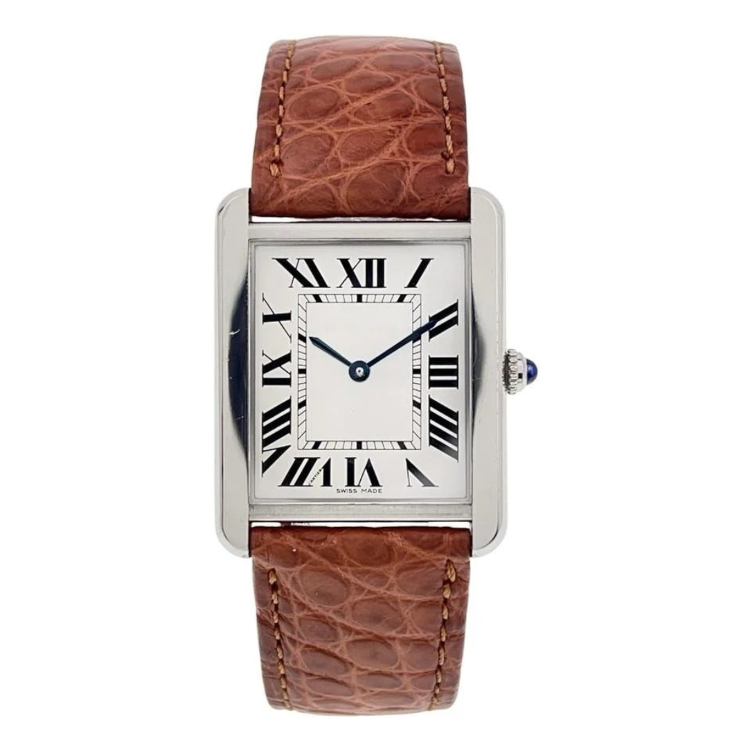 Tank Steel – White Dial Vine Leather Strap