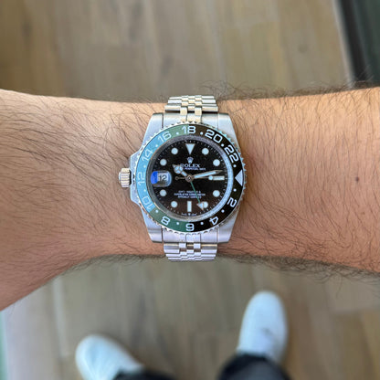GMT-Master II "Sprite" Oystersteel -  Black Dial Black & Green Bezel Jubilee Tipo Rolex