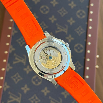 Aquanaut Steel – Orange Dial Rubber Strap Type Patek