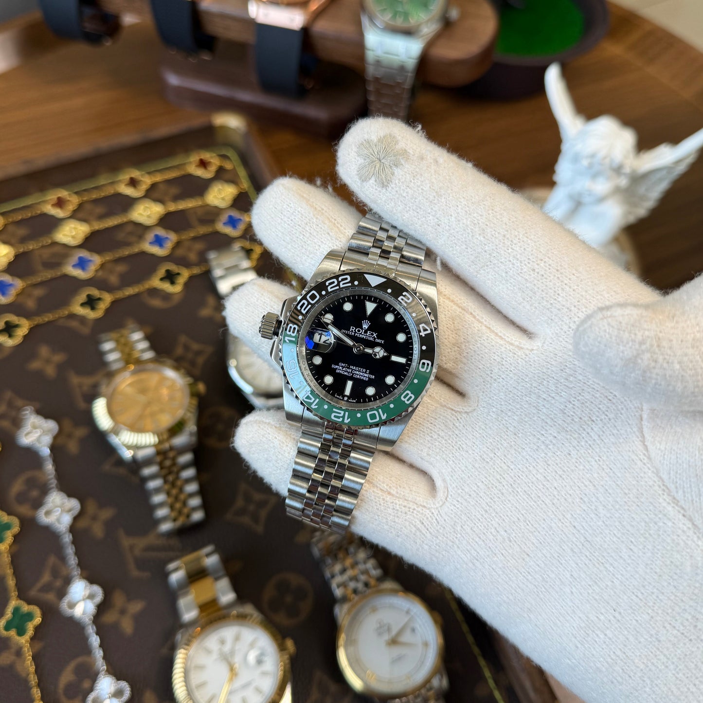 GMT-Master II "Sprite" Oystersteel -  Black Dial Black & Green Bezel Jubilee Tipo Rolex