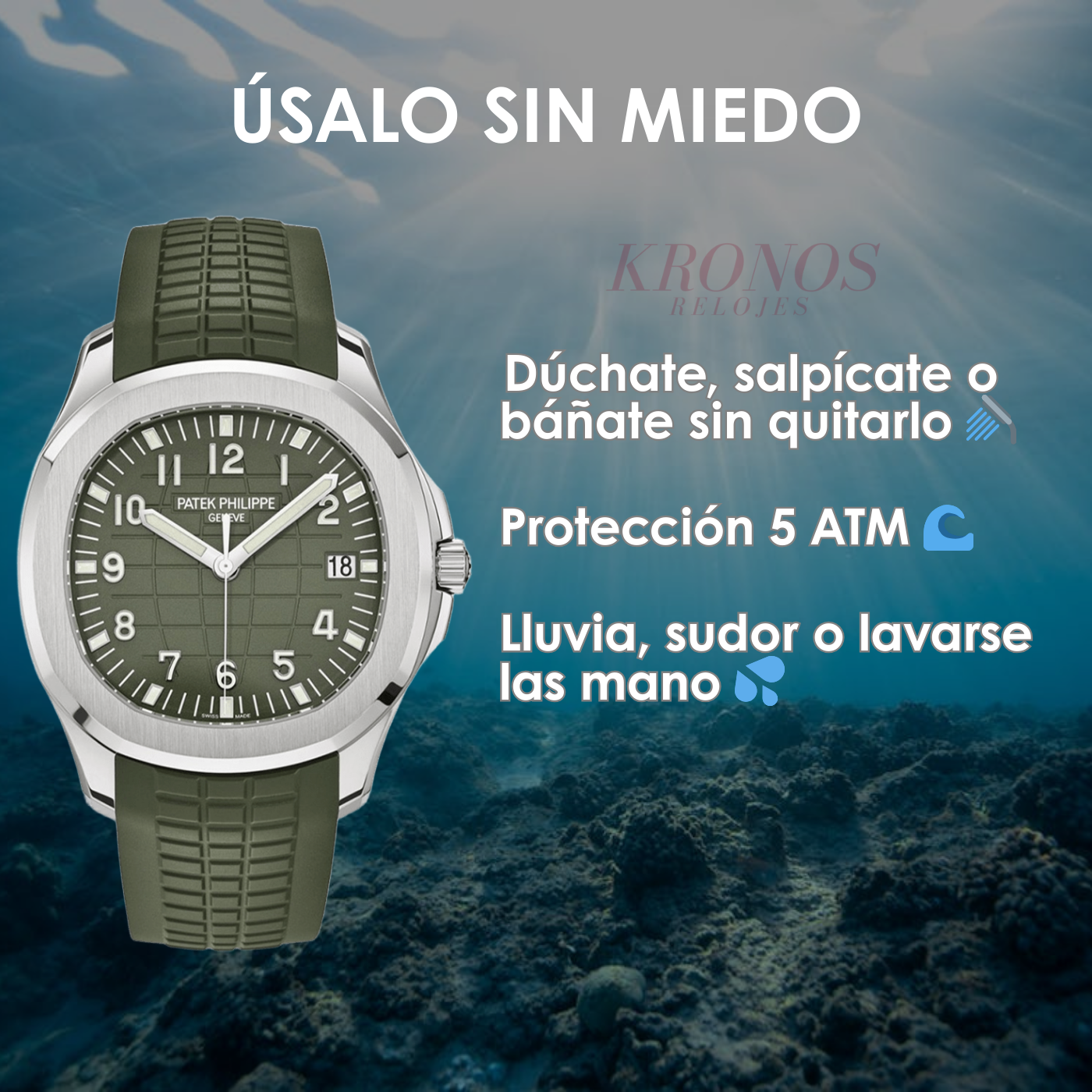 Aquanaut Steel – Green Dial Rubber Strap Patek Type