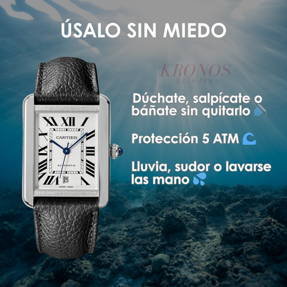 Tank Steel – White Dial Leather Strap Cartier Type