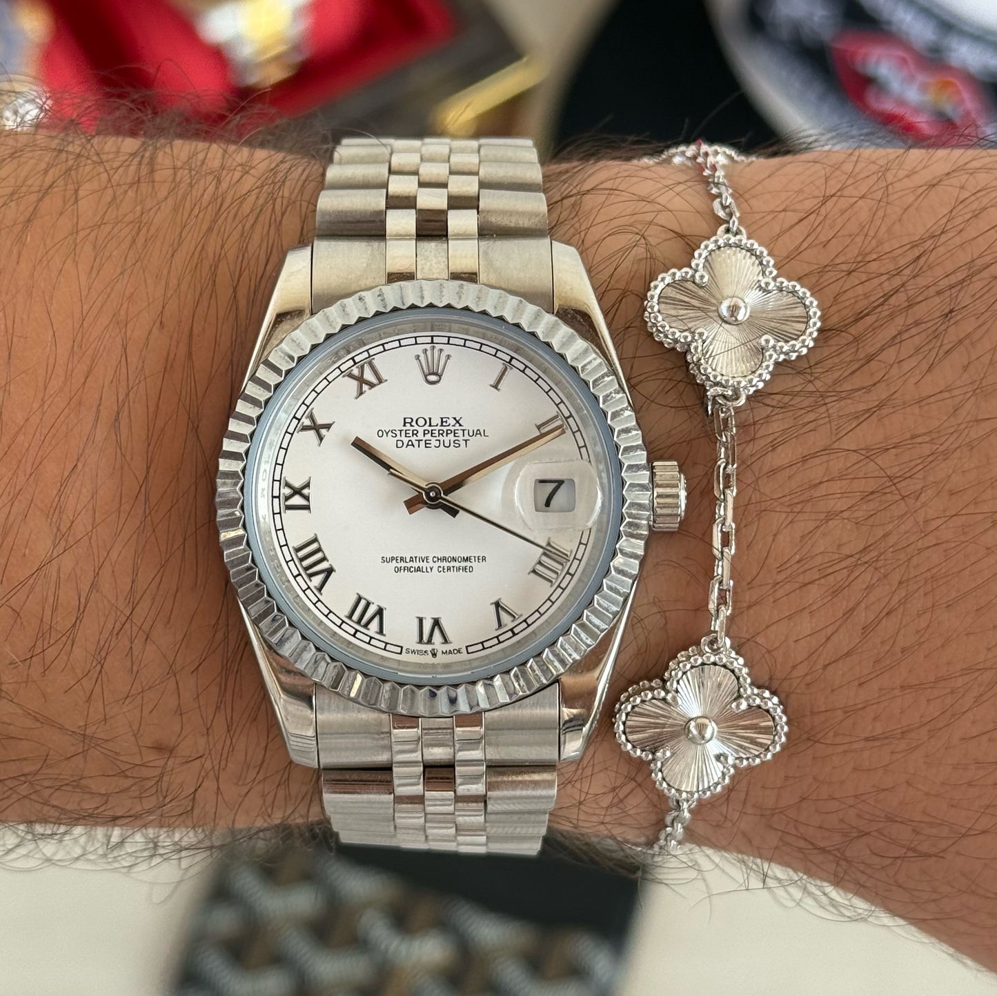 Datejust Oystersteel - White Roman Dial Jubilee Type Rolex