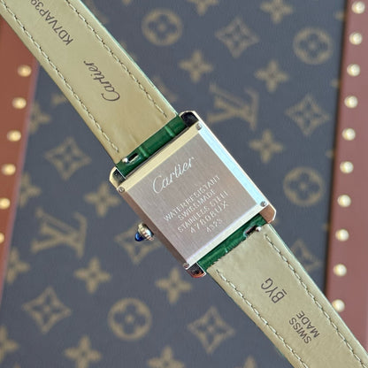 Tank Steel – Green Minimal Dial Leather Strap