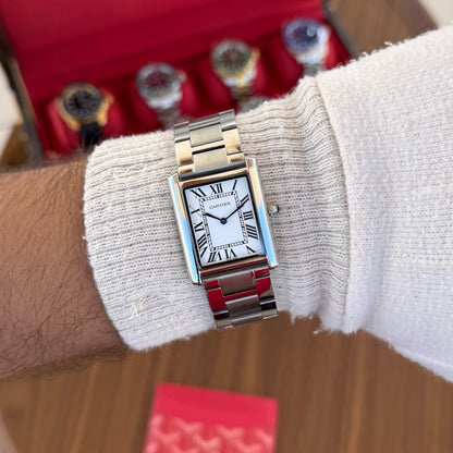 Tank Steel – White Dial Cartier Type