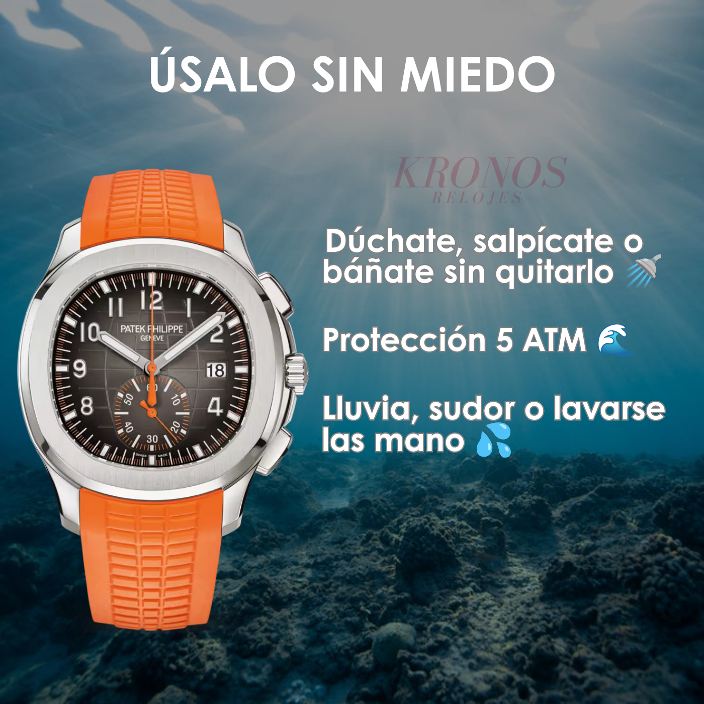 Aquanaut Steel – Orange Dial Rubber Strap Type Patek