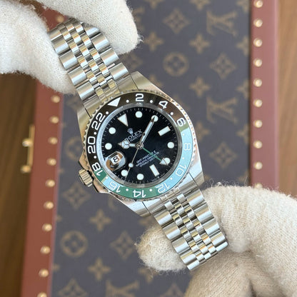 GMT-Master II "Sprite" Oystersteel -  Black Dial Black & Green Bezel Jubilee