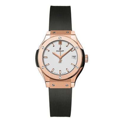 Classic Fusion King Gold – White Dial Rubber Strap Hublot Type