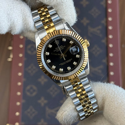 Datejust Rolesor - Black Dial Jubilee Diamonts