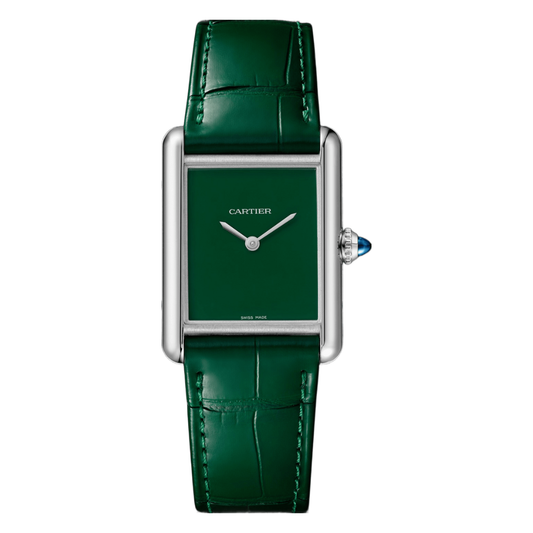 Tank Steel – Green Minimal Dial Leather Strap Type Cartier