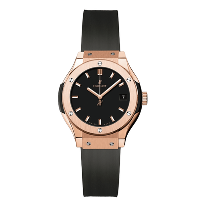 Classic Fusion King Gold – Black Dial Rubber Strap Hublot Type