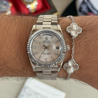 Day-Date Oystersteel – Silver Dial President Type Rolex
