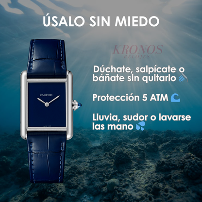 Tank Steel – Blue Minimal Dial Leather Strap Type Cartier