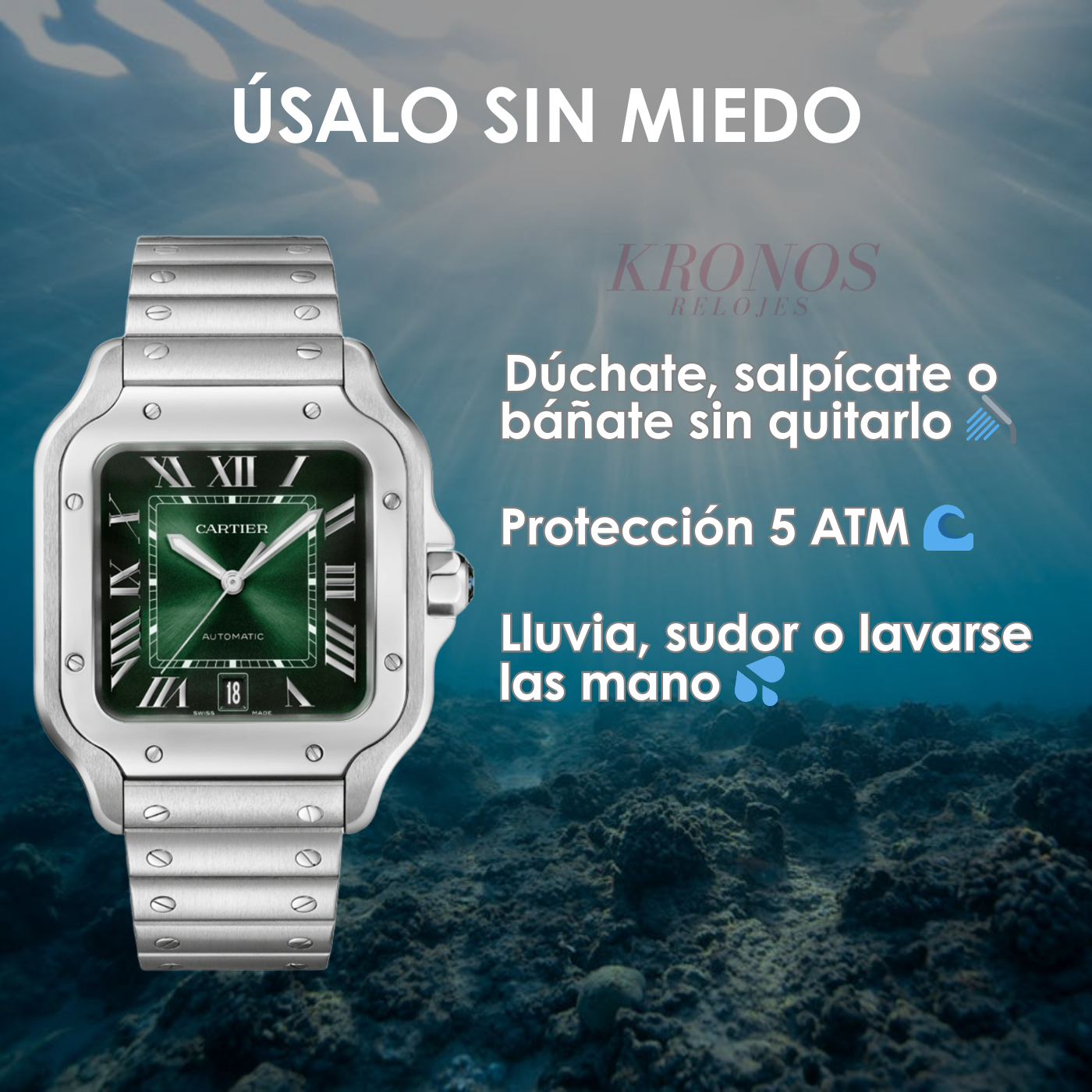 Santos Steel – Green Dial Cartier Type