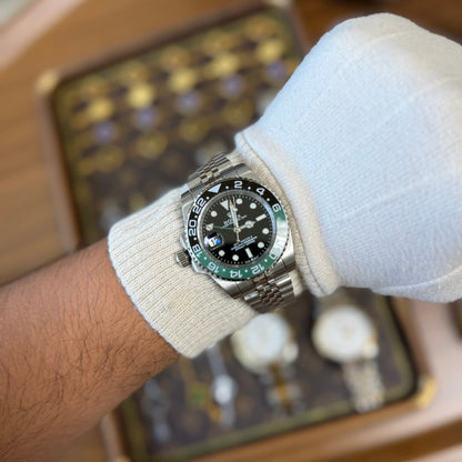 GMT-Master II "Sprite" Oystersteel -  Black Dial Black & Green Bezel Jubilee Tipo Rolex