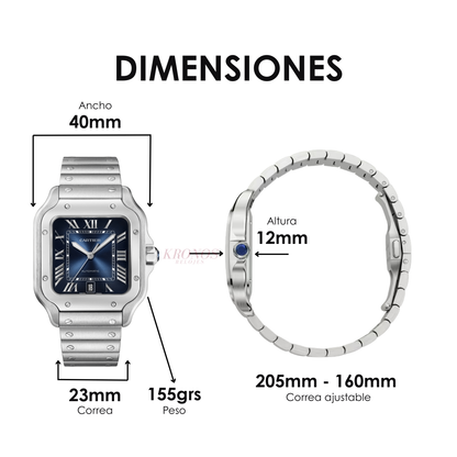 Santos Steel – Blue Dial Cartier Type