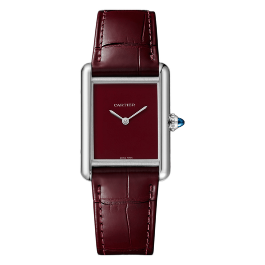 Tank Steel – Red Minimal Dial Leather Strap Type Cartier