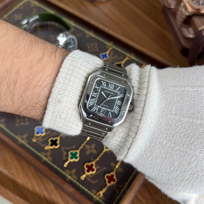 Santos Steel – Black Dial Cartier Type