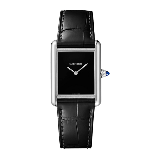 Tank Steel – Black Minimal Dial Leather Strap Type Cartier