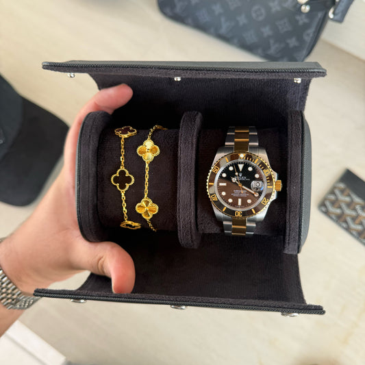 Two Slot Watch Roll - Black