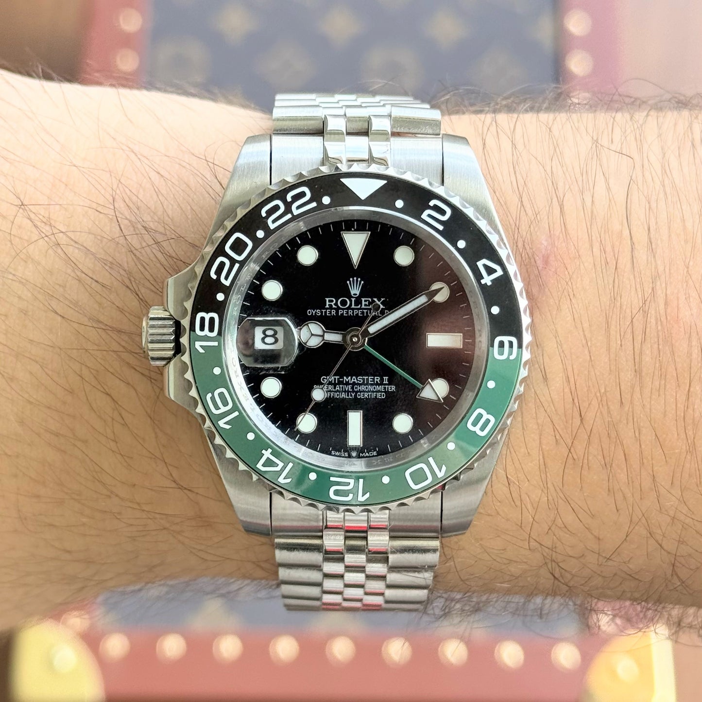 GMT-Master II "Sprite" Oystersteel -  Black Dial Black & Green Bezel Jubilee
