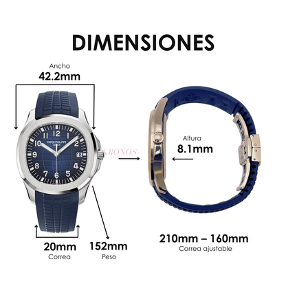 Aquanaut Steel – Blue Dial Rubber Strap