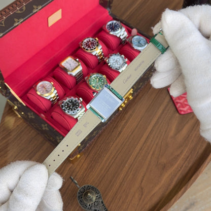 Tank Steel – Green Minimal Dial Leather Strap Type Cartier