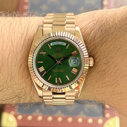 Day-Date Everose Gold – Olive Dial President Type Rolex