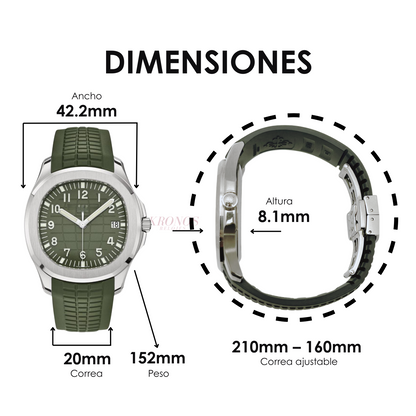 Aquanaut Steel – Green Dial Rubber Strap