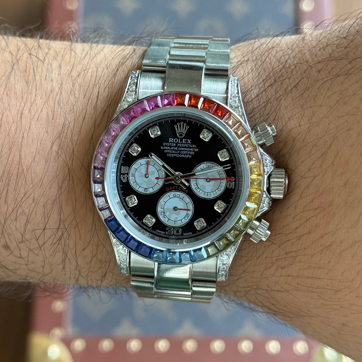 Daytona "Rainbow" Withe Gold – Black Dial Oyster