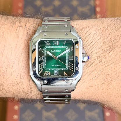 Santos Steel – Green Dial Cartier Type