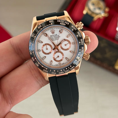 Daytona Everose Gold – White Dial Oysterflex Rolex Type
