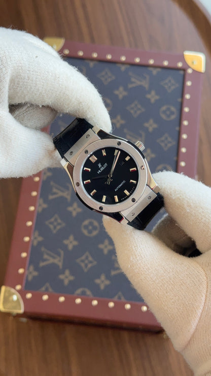 Classic Fusion Steel – Black Dial Leather Strap