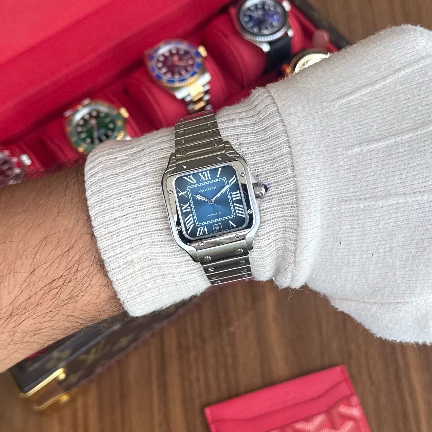 Santos Steel – Blue Dial Cartier Type
