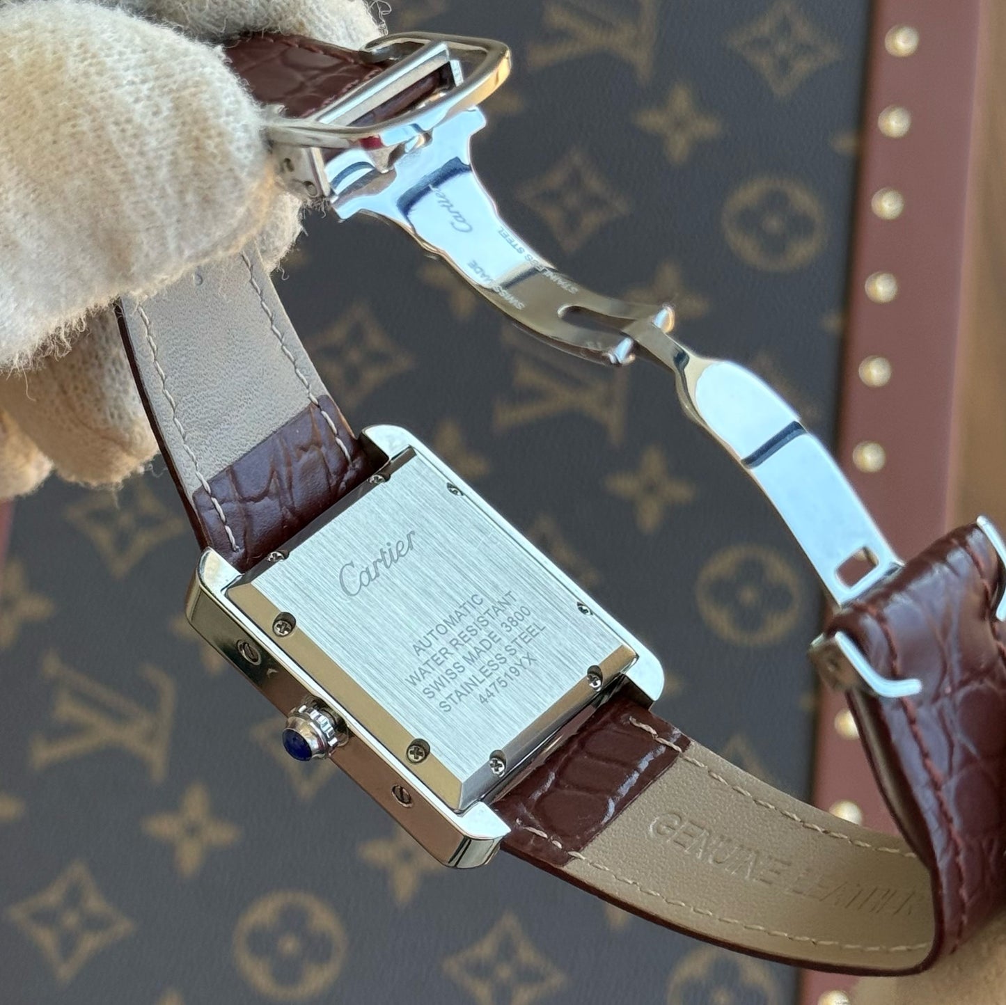 Tank Steel – White Dial Vine Leather Strap