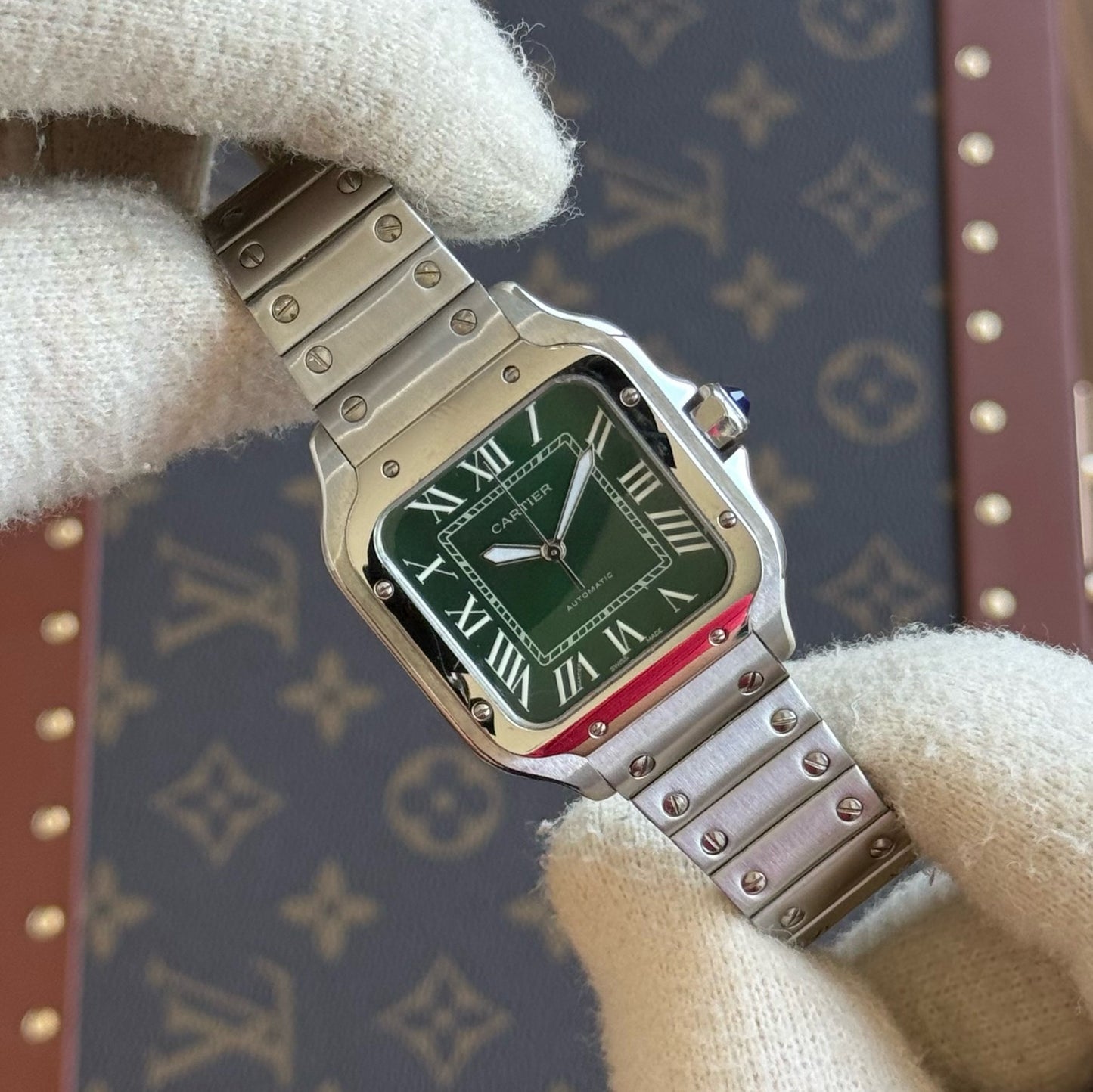 Santos Steel – Green Dial Cartier Type