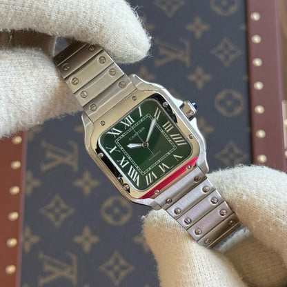 Santos Steel – Green Dial Cartier Type