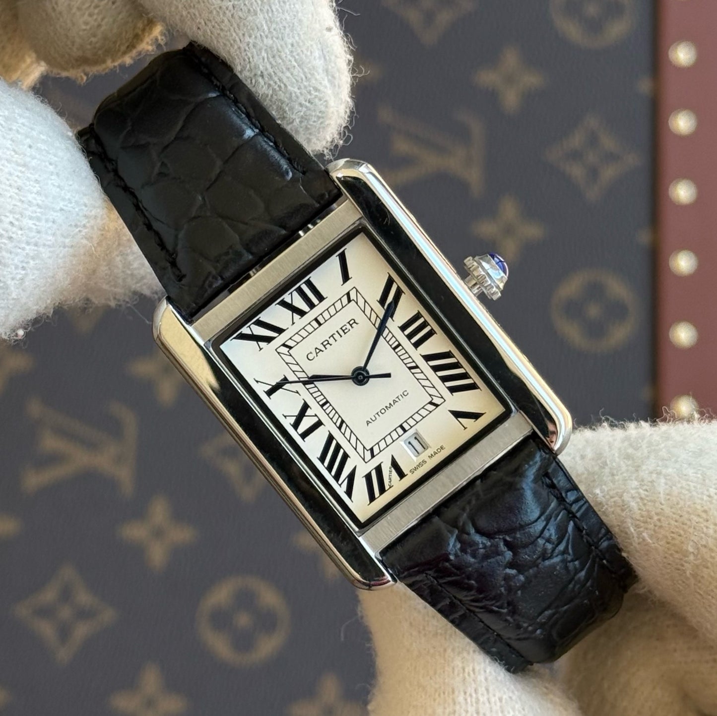 Tank Steel – White Dial Leather Strap