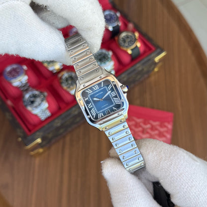 Santos Steel – Blue Dial Cartier Type