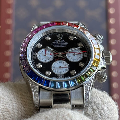 Daytona "Rainbow" Withe Gold – Black Dial Oyster